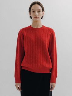 Composition : Wool 60% Nylon 35% Cashmere 5%Color : RedCountry of Origin : KOREA Luxury Red Classic Sweater, Red Cotton Cable Knit Sweater, Classic Red V-neck Sweater For Winter, Playful Red Cotton Sweater, Classic Red V-neck Sweater, Cable Sweater, Red Sweaters, Cashmere, Knitwear