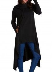 Asymmetric Hem Glove Sleeve Pocket Hoodie | Rotita.com - USD $33.36 Casual Chique, Solid Color Dress, Coat Fashion, Ladies Tops Fashion, Sleeves Pattern, Outerwear Women