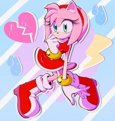 an image of a cartoon character with pink hair and red shoes, holding her hand to her face