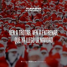 a group of people in santa hats with the words running experience written above them,