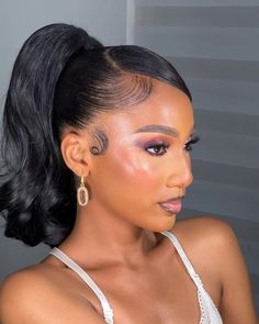 Wedding Ponytail, High Ponytail Hairstyles, Sleek Ponytail Hairstyles, Cute Ponytails, Birthday Hairstyles, Black Ponytail Hairstyles, Cornrow Hairstyles, Sleek Ponytail, Short Haircut