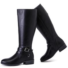 PRICES MAY VARY. Stylish and Comfortable: These women's knee high boots feature a chic design perfect for any fall or winter outfit, with a round toe and convenient side zipper closure for easy wear. The knee-high length of these boots helps to keep your legs warm during cold weather, ensuring you feel comfortable and snug as the temperature drops. Versatile Wear: A great addition to any closet, these riding boots are suitable for both casual and dressier occasions, making them an essential item Winter Wear For Women, Women's Knee High Boots, Knee Length Boots, Buckles Fashion, Black Knee High Boots, Black Knees, Womens Knee High Boots, Winter Outfit, Winter Wear