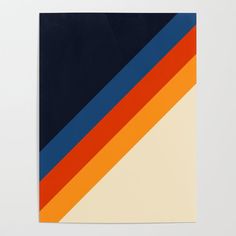 a piece of art that looks like an orange, blue and yellow striped paper on a white surface