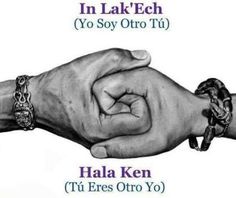 two hands holding each other with the words in lakeh yo soy otro tu