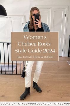 Transform your wardrobe with Chelsea boots in 2024. Discover how to wear black, brown, and beige boots in various outfits, including fall and winter looks with women's jeans. Ideal for women seeking chunky styles that transition from spring to work effortlessly. Chelsea Boots Jeans, Style Chunky Chelsea Boots, How To Wear Chelsea Boots Women, Black Chelsea Boots Outfit Women, Brown Chelsea Boots Outfit, Black Chelsea Boots Outfit, Chelsea Boots With Jeans, How To Style Chelsea Boots, Chelsea Boot Outfits Women