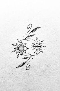 a black and white drawing of snowflakes