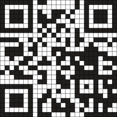 a black and white crossword pattern with squares in the middle, as well as an arrow