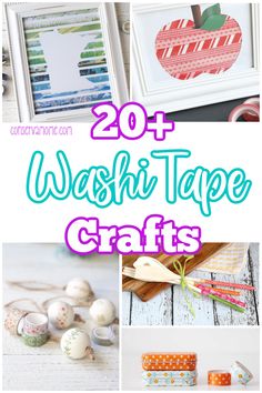 the top 20 washi tape crafts with text overlay that reads, 20 washi tape crafts