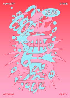 a poster with the words art fair in blue and pink, on a pink background