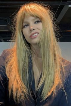 Wispy Bangs Long Straight Hair, Alternative Blonde Hair, Rockstar Haircut, Rockstar Hair, Long Blonde Hair Cuts, Shaggy Long Hair, 70s Hair, Hair Stylies, Work Hairstyles