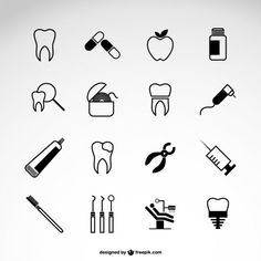 Pack de iconos de dentistas vector gratu... | Free Vector #Freepik #freevector #freediseno #freeicono #freeplantilla #freemedico Dental Photography, Dental Hygiene School, Icon Template, Dental Anatomy