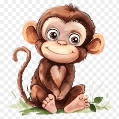 a cartoon monkey sitting on the ground with its eyes wide open and looking at the camera