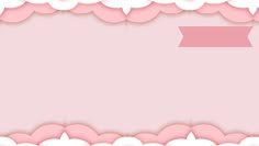 a pink background with clouds and a ribbon