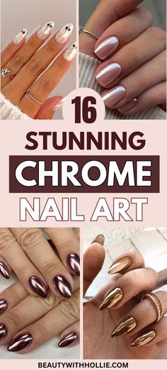 16 Stunning Chrome Nail Art Designs Chrome Nails Designs Winter, Elegant Chrome Nails, Chrome Color Nails, Color Chrome Nails, Chrome Nail Art Designs, Chrome Nail Art, Chrome Nails Designs