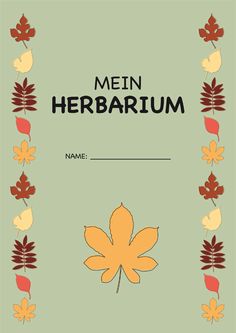 a card with leaves on it and the words meinherbarum written in german