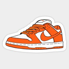 an orange and white nike shoe sticker