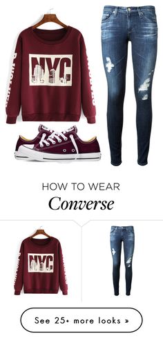 "Untitled #486" by gracehuddlestun on Polyvore featuring moda, AG Adriano Goldschmied y Converse Noah Schnapp, Outfits With Converse, School Fashion, College Outfits, Fall Winter Outfits, Outfits Casuales, Jean Outfits, Teen Fashion