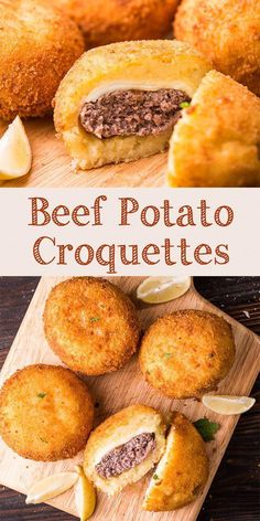 beef and potato croquettes on a cutting board