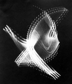 an abstract image with lines in the shape of a bird on a black background that appears to be blurry