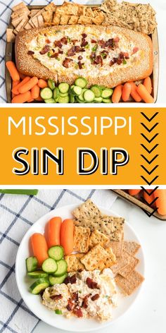 the mississippi sun dip is served with crackers and carrots