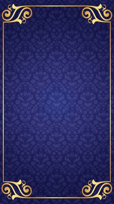 a blue and gold background with an ornate frame