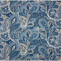 a blue and white paisley print fabric