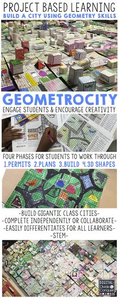 the cover of project based learning guide for geometric city engage students and enquige creativity