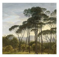 an image of a painting of trees in the woods