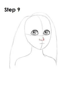 a drawing of a woman's face with the words step 9 in front of it