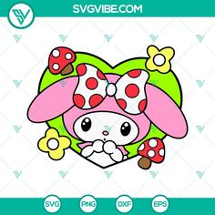 a cartoon bunny with polka dots on it's head is shown in the shape of a