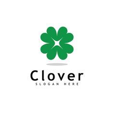 clover logo design with green leaves on the bottom and black letters above it that says clover