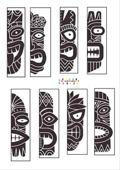 an image of native art designs in different shapes and sizes, including totems