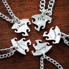 Bff Bracelet, Swirly Pattern, Puzzle Piece Necklace, 5 Best Friends, Bff Jewelry, Puzzle Jewelry, 4 Friends, Best Friend Necklace, Timber Wolf