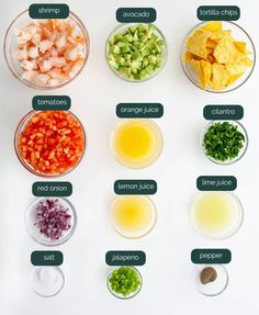 the ingredients to make salsa are shown in bowls