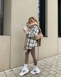 Style: Casual Fit: Loose Fabric: Cotton Pattern: Check Element: Non Top Length: Long Closure Type: Single Breasted Product Type: Shacket Main Composition: Cotton Season: Fall/Winter Plaid Coat Women, Woolen Coat Woman, Cold Outfits, Mode Boho, Mode Casual, Coat Women, Casual Winter Outfits, Autumn Outfit