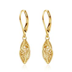 PRICES MAY VARY. ღUnique Designღ Celtic knot is a knot that has no beginning and no end, meaning endless vitality and never-ending love. Many people regard it as a lucky charm, hoping to bring good luck and good mood to themselves. ღMeasurementღ Gold Earrings Size: 27.5 mm*11.2mm; Total Weight: 2.11 g. ღIdeal Giftღ This dangle earrings packaged in a beautiful box is a great gift for wife, mother, daughter, niece, or girlfriend on Anniversary, Birthday, Valentine's Day, Mother's day, Party and et Gold Jewelry Stores, Gold Dangle Earrings, Jewelry Birthday, Islamic Wallpaper, Leverback Earrings, Birthday Jewelry Gift, Yellow Gold Earring, Opal Earrings, Gold Earrings Dangle