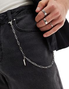 Accessories by FADED FUTURE The finishing touch Link chain Charm detail Lobster-clasp fastenings Men Prom Looks, Men Prom, Jeans Chain, Style Aesthetics, Winter Party Dress, Prom Looks, Leggings Sale, Trombone, Brunch Outfit