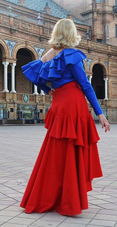 Rojo volantes falda falda de algodón rojo falda de cintura | Etsy Spring Skirt Outfits, Flamenco Skirt, Skirt Outfits Fall, Color Combinations For Clothes, Long Maxi Skirt, Fishtail Skirt, Skirt High Waist, High Waist Skirt, Red Skirt