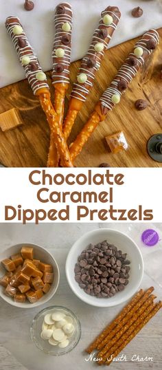 chocolate caramel dipped pretzels are the perfect treat for any party or special occasion