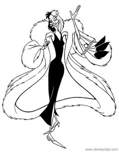 the evil queen from disney's sleeping beauty is shown in this black and white drawing