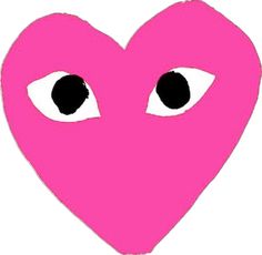 a pink heart with two black eyes