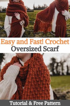 the easy and fast crochet oversize scarf is an easy to knit shawl