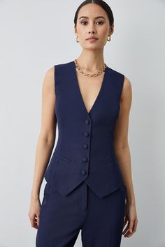 Discover Navy Tailored Waistcoat at Principles available to buy online at Debenhams. Available with next day delivery and free returns. Find your perfect fit today. Waistcoat Suit, Waistcoat Fashion, Minimalistic Aesthetic, Office Wear Women