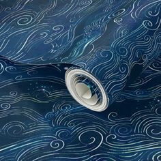 a blue background with white swirls on it