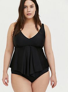 Flattering Bathing Suit, Midkini Tops, High Waisted Swim, Tankini Swim Tops, Swim Tankini, Black High Waist, Matches Fashion, Plus Size Swimwear, Tankini Top