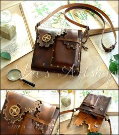 Steampunk Leather Pouch III by ~izasartshop on deviantART Steampunk Tree, Moda Steampunk, Mode Steampunk, Steampunk Leather, Diesel Punk, Steampunk Decor, Style Steampunk, Steampunk Wedding