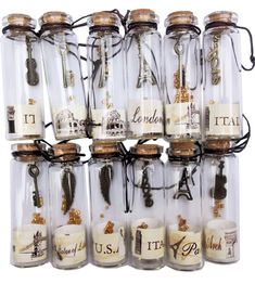 many glass jars with different types of items in them