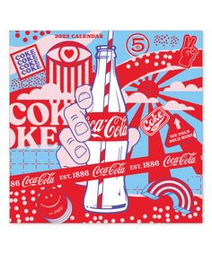 a poster for the coca - cola festival in new york city, with an image of a hand holding a coke bottle