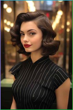 Vintage Formal Hairstyles Short, Wedding Hairstyles Medium Length Vintage Hollywood Glamour, Hollywood Glam Hairstyles For Short Hair, Elegant Glamour Style, Short Vintage Wedding Hairstyles, Makeup To Wear With A Red Dress, Vintage Dress Elegant, Short Hair Vintage Waves, Short Glamour Hair