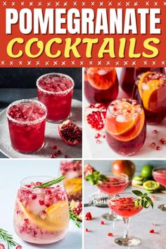 pomegranate cocktails collage with text overlay